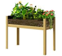 Outsunny Jardinière sur Pieds, carré Potager de Jardin sur Pieds avec Panneaux en Acrylique et Trous de Drainage, Potager surélevé en Bois pour Fleurs, Herbes, légumes, 110 x 50 x 80 cm, Bois Naturel