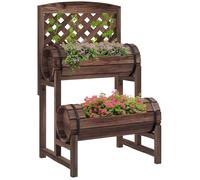 Outsunny Jardinière sur Pieds surélevée avec Treillis carré Potager 2 Niveaux lit de Jardin surélevé pour terrasse, Balcon, Jardin, 42 x 49 x 80 cm, Marron