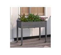 vidaXL Jardinière sur Roues avec Doublure, Lit Surélevé, Bac à Fleurs, Pot de Plantes, Boîte à Fleurs Jardin Patio Terrasse, Gris 118x59x80 cm Bois Sapin