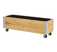 Jardinière - Outsunny - sur roulettes - rectangulaire - inserts d'irrigation, feutre de drainage - métal bois massif - bois naturel