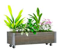 Outsunny Jardinière en bois rectangulaire bois massif sapin dim. 96L x 30,6l x 30H cm gris clair