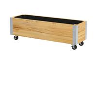 Jardinière - Outsunny - sur roulettes - rectangulaire - inserts d'irrigation, feutre de drainage - métal bois massif - bois naturel