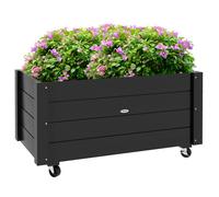 Outsunny Jardinière sur roulettes - jardinière rectangulaire - Tissu Non tissé Inclus - Noir