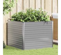 Jardinière surélevée 100 x 100 x 77 cm en acier galvanisé, gris, jardinière robuste pour jardin, légumes, herbes, fleurs, fond ouvert pour un drainage optimal