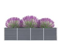 Jardinière surélevée - 320 x 40 x 77 cm - En acier galvanisé - Gris - Petit pot de culture - Jardinière de balcon pour cour, parcs, balcon, terrasse