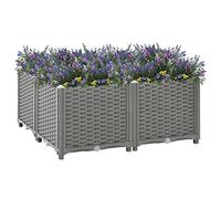 Jardinière surélevée - 80 x 80 x 38 cm - En polypropylène - Grand pot de fleurs d'intérieur - Pour jardin, parc, balcon, cour