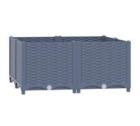 Jardinière surélevée 80 x 80 x 38 cm en polypropylène gris bleu | Polypropylène PP, utilisation en extérieur, potager et fleurs, balcon et cour, assemblage requis