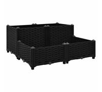Jardinière surélevée 80 x 80 x 38 cm en polypropylène noir | Hauteur intérieure : 15 cm, assemblage requis, utilisation extérieure, jardin, balcon, terrasse, plantes, légumes, herbes