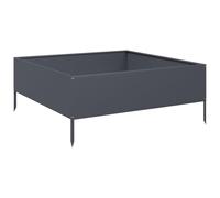 Jardinière surélevée - Anthracite - 100 x 100 x 25 cm - En acier - Petits pots de fleurs - Pour plantes d'intérieur - Pour terrasse, jardin, parc, balcon