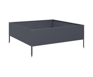 Jardinière surélevée - Anthracite - 100 x 100 x 25 cm - En acier - Petits pots de fleurs - Pour plantes d'intérieur - Pour terrasse, jardin, parc, balcon