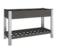 Jardinière surélevée avec étagère - Gris - 120 x 50 x 75 cm - En WPC - Petits pots de fleurs - Pot de fleurs d'intérieur - Pour balcon, terrasse, jardin, parc