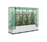 Jardinière surélevée avec housse aspect rotin 160x40x138 cm