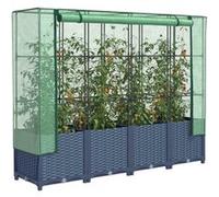 Jardinière surélevée avec housse aspect rotin 160x40x138 cm G
