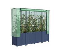 Jardinière surélevée avec housse aspect rotin 160x40x153 cm