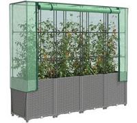 Jardinière Surélevée avec Housse Aspect Rotin Pot de Fleur Jardinage vidaXL