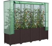 Vidaxl Jardinière Surélevée Avec Housse Aspect Rotin 160x40x153 Cm