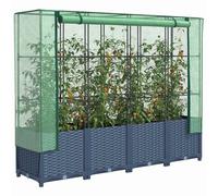 Jardinière surélevée avec housse aspect rotin 40x40x123 cm, jardinière surélevée de jardin, bac à fleurs surélevé, 4015823