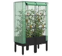 Jardinière surélevée avec housse de serre, aspect rotin, 80 x 40 x 140 cm, pelouse et jardin, jardinage, pots et jardinières