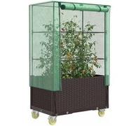 Vidaxl Jardinière Surélevée Avec Housse Et Roues Aspect Rotin