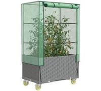 Vidaxl Jardinière Surélevée Avec Housse Et Roues Aspect Rotin