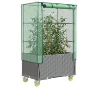 Jardinière Surélevée avec Housse et Roues Aspect Rotin Pot de Fleur vidaXL