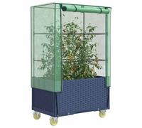 Jardinière Surélevée avec Housse et Roues Aspect Rotin Pot de Fleur vidaXL