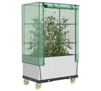 Vidaxl Jardinière Surélevée Avec Housse Et Roues Aspect Rotin