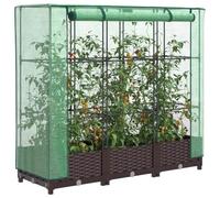 Jardinière surélevée avec serre, aspect rotin, 120 x 40 x 123 cm, polypropylène, pour jardin et balcon, protection des plantes