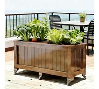 Jardinière surélevée avec trous de drainage, support étroit en bois pour légumes, herbes, fleurs et décoration d'entrée