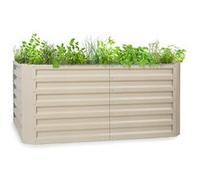 Jardinière surélevée - blumfeldt Blum High Grow Straight - Carré de potager - 120x60x60cm - Plate-bande surélevée - Acier - Beige - rustique G