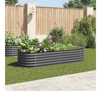 Jardinière surélevée de jardin, 240 x 80 x 44 cm, en acier galvanisé gris, jardinières robustes pour plantes d'extérieur, idéal pour le jardin, la terrasse et le balcon, solution de jardinage durable