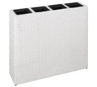 Jardinière surélevée de jardin avec 4 pots en polyrotin - Blanc - Pot de plantes pour terrasse et jardin