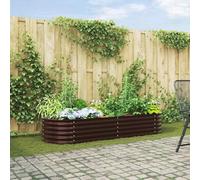 Jardinière surélevée de jardin marron 240 x 80 x 44 cm en acier robuste pour légumes, fleurs, herbes, sol ouvert, résistant aux intempéries, pour l'extérieur, terrasses, balcons