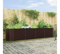 Jardinière surélevée de jardin marron 400 x 80 x 81 cm, en acier robuste, pour l'extérieur, design moderne, fond ouvert, grands légumes, fleurs, herbes