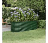 Jardinière surélevée en acier galvanisé - 224 x 80 x 68 cm - Vert - Pot de fleurs ovale pour jardin, terrasse et balcon - Jardinière robuste pour légumes, herbes et fleurs