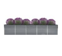 Jardinière surélevée en acier galvanisé - 400 x 80 x 45 cm - Gris - Petit pot de culture - Jardinière de balcon pour cour, parcs, balcon, terrasse