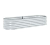 Jardinière surélevée en acier galvanisé argenté - 240 x 80 x 44 cm - Grand pot de fleurs d'intérieur - Pour jardin, cour, parc, terrasse