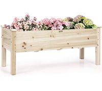 Giantex Jardinière Surélevée en Bois, Carré Potager Surélevé avec 5 Trous de Drainage, Hauteur de Travail Confortable, Jusqu’à 100KG,120x 43,5 x 51CM,Naturel G