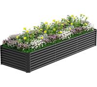 Jardinière Surélevée en Métal, 366 x 122 x 61 cm, Résistant aux Intempéries bac Potager exterieur, Jardin Surélevé Rectangulaire en Acier Inoxydable