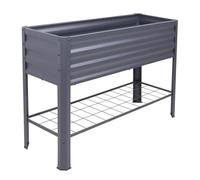 Jardinière surélevée en métal anthracite 114 x 41 cm Serre précoce autoportante avec grille Potager, herbes aromatiques, aide à la culture