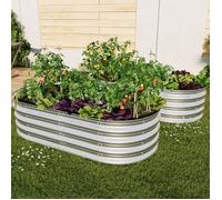 Jardinière Surélevée en Métal Galvanisé - Bac à Plantes Ovale pour Jardin, Légumes et Fleurs