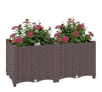 Jardinière surélevée en plastique Outsunny avec pieds, bacs à fleurs surélevés à arrosage automatique avec trous de drainage et bouchons, bac à fleurs d'extérieur facile à assembler pour légumes,