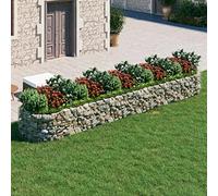 Jardinière surélevée gabion en fer galvanisé - Pot de fleurs d'extérieur pour terrasse intérieure - 500 x 100 x 50 cm