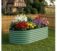 Jardinière surélevée galvanisée - 240 x 120 x 60 cm - Avec bords de sécurité résistants aux coupures - Caisse de plantation résistante à la rouille - Avec espace de stockage profond des racines - Pour