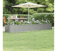 Jardinière surélevée galvanisée - 296 x 80 x 36 cm - Argenté