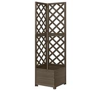 Jardinière surélevée - Grand bac à plantes extérieur - Pour balcon - Treillis d'angle avec jardinière - Gris - 40 x 40 x 150 cm - Bois massif - Convient pour les balcons de jardin en plein air