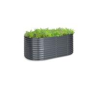 Jardinière surélevée - High Grow - Carré de potager - 200x80x100cm - Plate-bande surélevée - Tôle d'acier - Gris