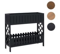 Jardinière surélevée HWC-P83 bac à fleurs pour l'extérieur d'acacia noir