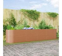 Jardinière surélevée marron 400 x 80 x 81 cm en acier robuste, design moderne, fond ouvert pour un drainage optimal, idéal pour les plantes, les fleurs, les légumes en extérieur
