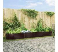 vidaXL Bac de Jardin surélevé en Brun, 400 x 80 x 44 cm, en Acier galvanisé. Idéal pour l'extérieur, Parfait pour Planter des légumes, des Fleurs, des Herbes et pour Le Jardinage sur Votre Patio.